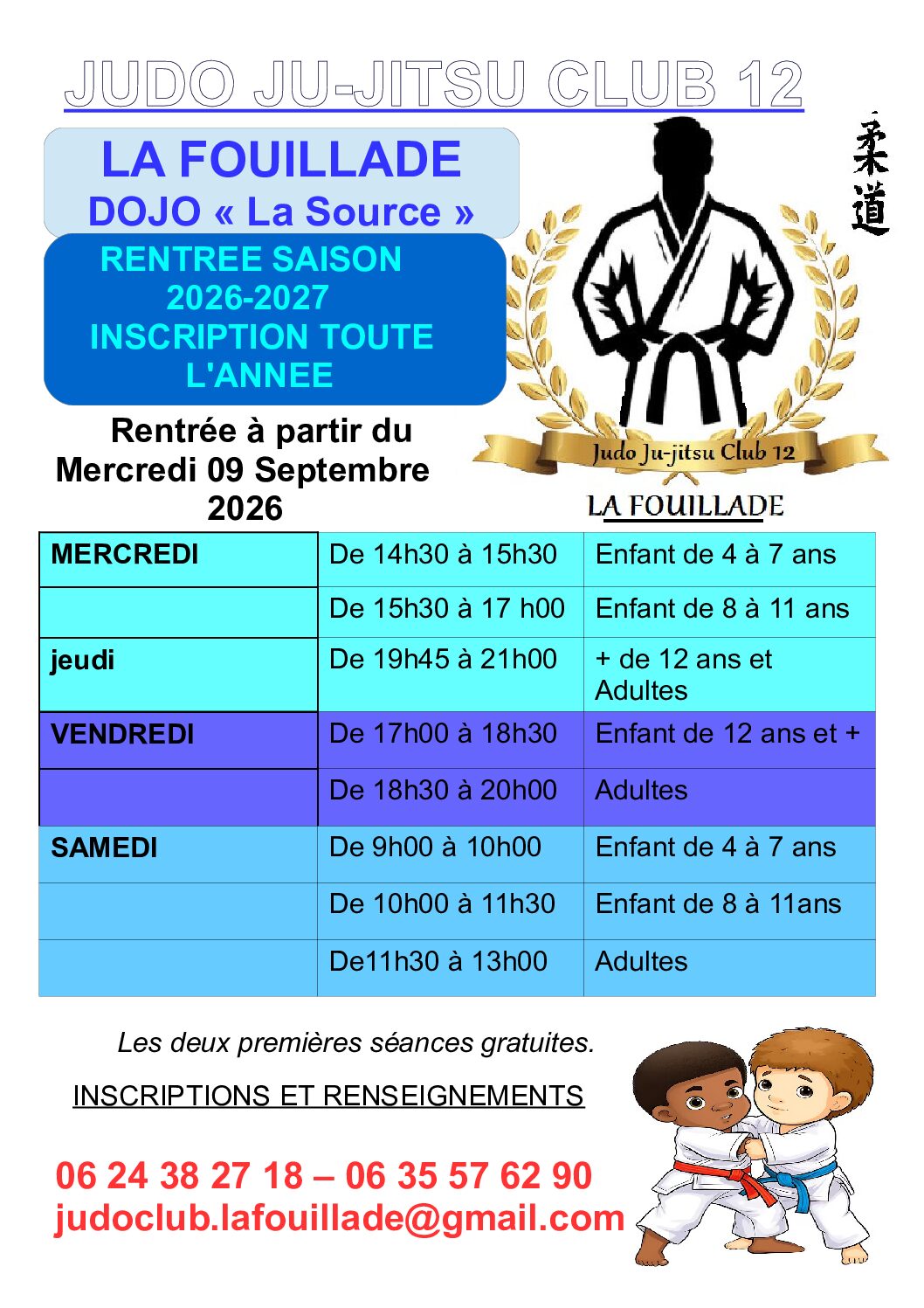 Planning judo ju-jitsu club 12 / 2026-2027